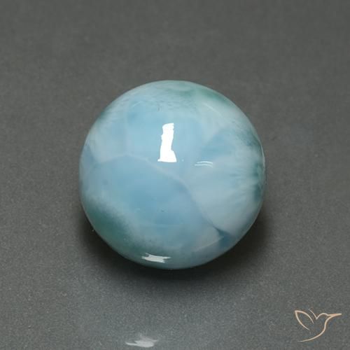 Larimar naturale blu da 7,32 ct, taglio rotondo, opaco