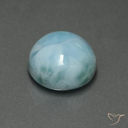 Larimar naturale blu da 7,32 ct, taglio rotondo, opaco