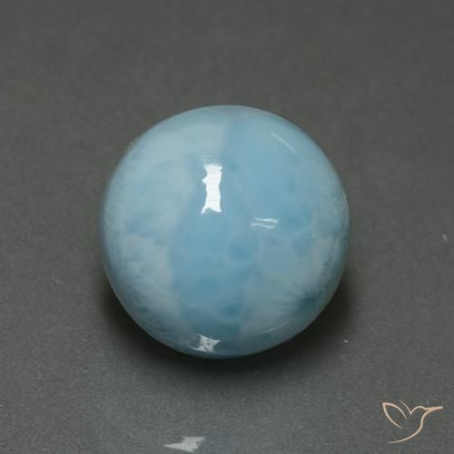 Larimar Azzurro naturale da 6.82 ct, Rotondo, Opaco