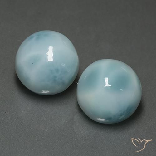 Gemme di Larimar Azzurro naturale da 13.42 ct, Taglio rotondo, Opaco