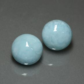 Gemme di Larimar Blu verdastro chiaro naturale da 12.17 ct, Taglio rotondo, Opaco