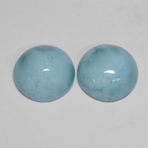 Larimar naturale blu da 12,54 ct, taglio rotondo, opaco