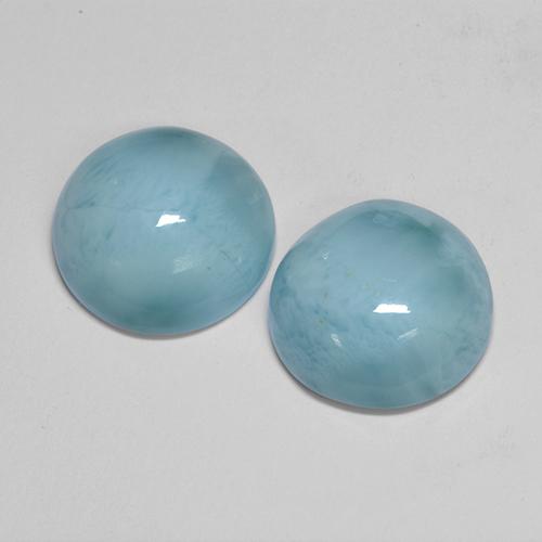 Larimar naturale blu da 12,54 ct, taglio rotondo, opaco