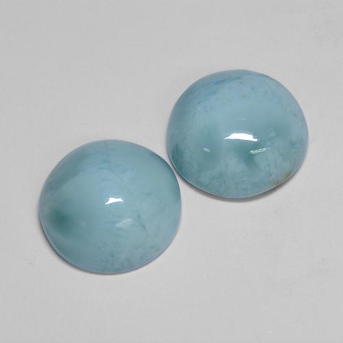 Larimar naturale blu da 12,54 ct, taglio rotondo, opaco
