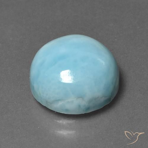Larimar Celeste naturale da 6.89 ct, Rotondo, Opaco