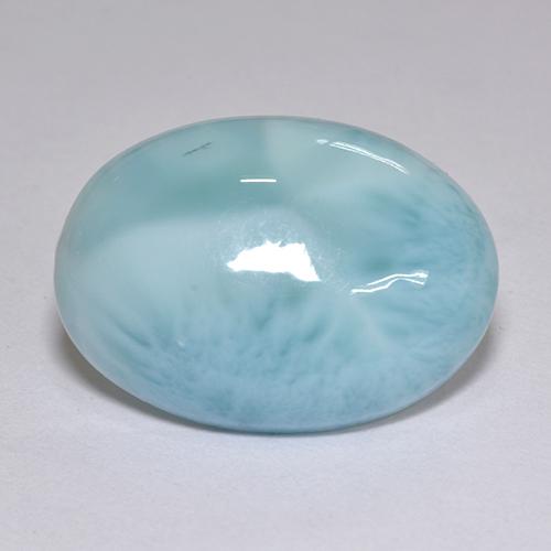 Larimar naturale blu da 9,39 ct, taglio ovale, opaco