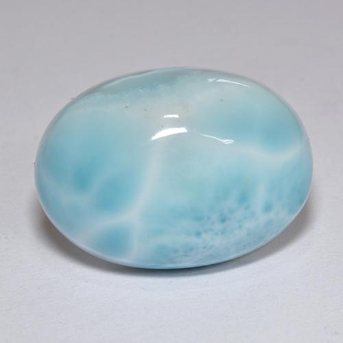 Larimar naturale blu da 12,89 ct, taglio ovale, opaco