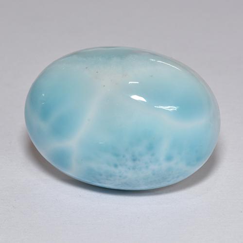 Larimar naturale blu da 12,89 ct, taglio ovale, opaco