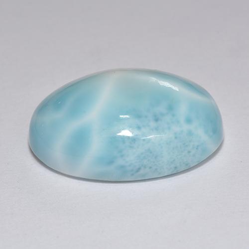 Larimar naturale blu da 12,89 ct, taglio ovale, opaco