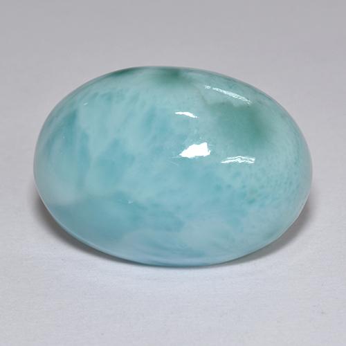 Larimar naturale blu da 12,10 ct, taglio ovale, opaco