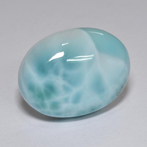 Larimar naturale blu da 8,82 ct, taglio ovale, opaco
