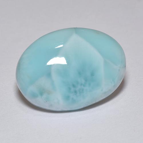 Larimar naturale blu da 7,36 ct, taglio ovale, opaco