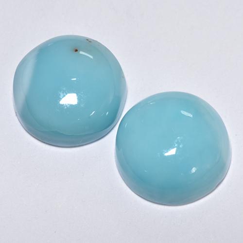 Larimar naturale turchese da 7,23 ct, taglio rotondo, opaco
