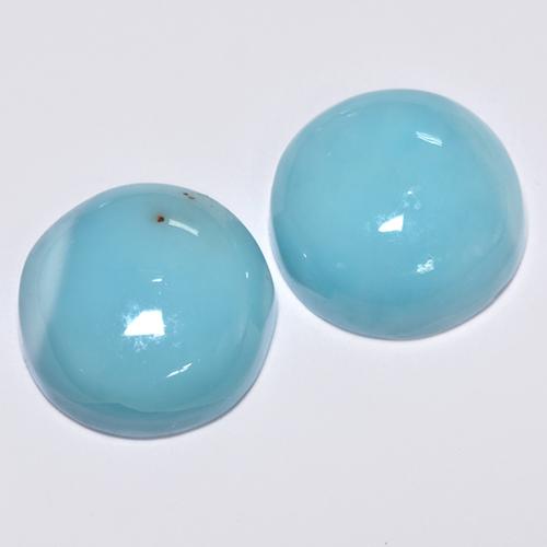 Larimar naturale turchese da 7,23 ct, taglio rotondo, opaco