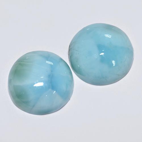 Gemme di Larimar Blu naturale da 6.31 ct, Taglio rotondo, Opaco