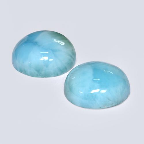 Gemme di Larimar Blu naturale da 6.31 ct, Taglio rotondo, Opaco