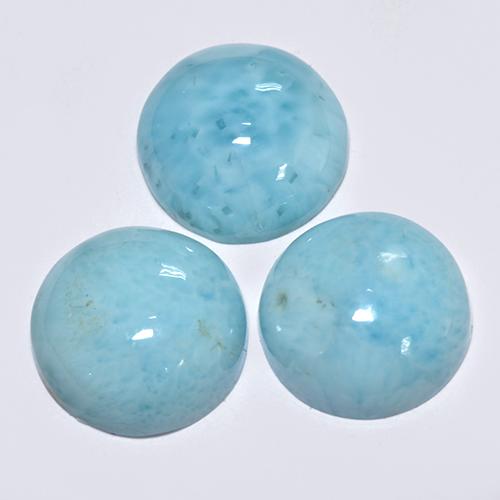 Larimar naturale blu da 9,93 ct, taglio rotondo, opaco