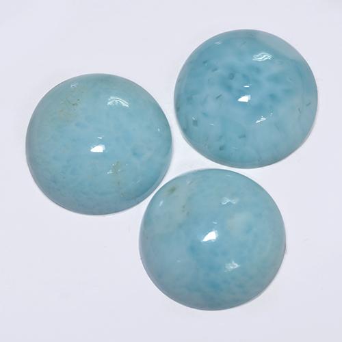 Larimar naturale blu da 9,93 ct, taglio rotondo, opaco