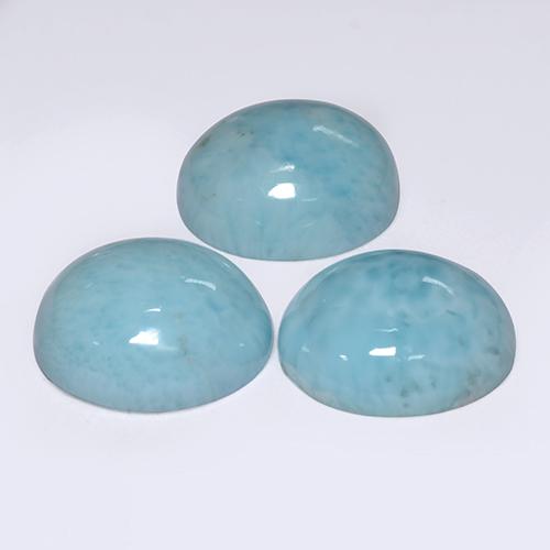 Larimar naturale blu da 9,93 ct, taglio rotondo, opaco