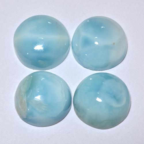Larimar naturale turchese da 14,19 ct, taglio rotondo, opaco