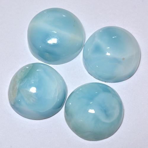 Larimar naturale turchese da 14,19 ct, taglio rotondo, opaco