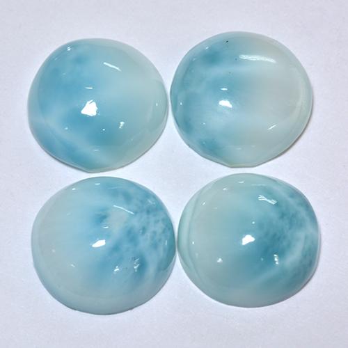 Larimar naturale turchese da 12,18 ct, taglio rotondo, opaco