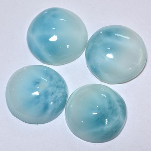 Larimar naturale turchese da 12,18 ct, taglio rotondo, opaco