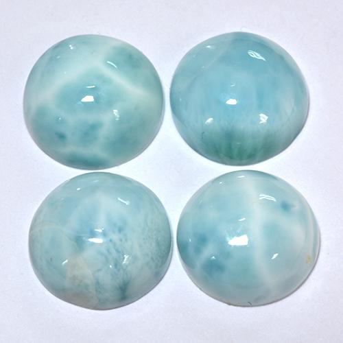 Gemme di Larimar Verde bluastro chiaro naturale da 14.04 ct, Taglio rotondo, Opaco