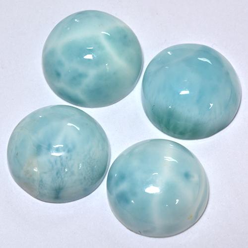 Gemme di Larimar Verde bluastro chiaro naturale da 14.04 ct, Taglio rotondo, Opaco