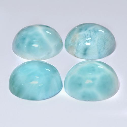 Gemme di Larimar Verde bluastro chiaro naturale da 14.04 ct, Taglio rotondo, Opaco
