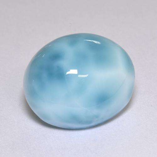 Larimar naturale blu da 5,05 ct, taglio ovale, opaco