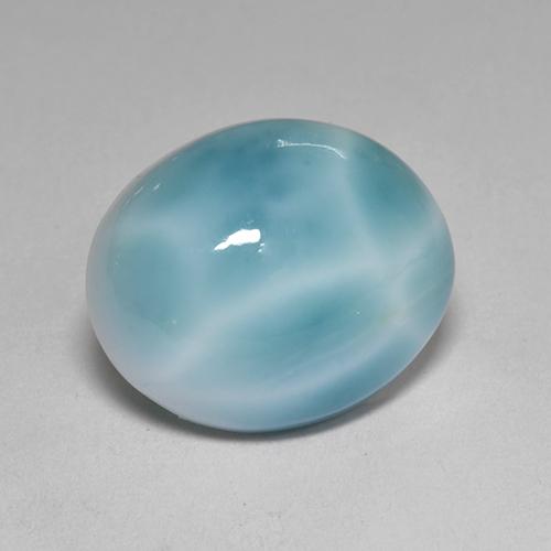 Larimar naturale blu da 4,77 ct, taglio ovale, opaco