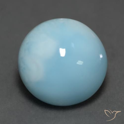 Larimar Blu acqua naturale da 6.20 ct, Rotondo, Traslucido