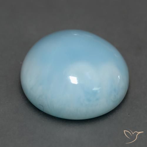 Larimar Blu acqua naturale da 6.20 ct, Rotondo, Traslucido
