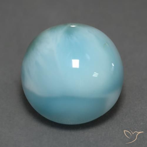 Larimar Blu brillante verde naturale da 6.33 ct, Rotondo, Opaco