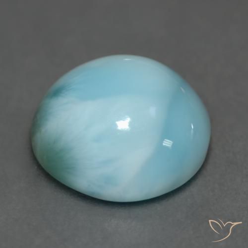 Larimar Blu brillante verde naturale da 6.33 ct, Rotondo, Opaco