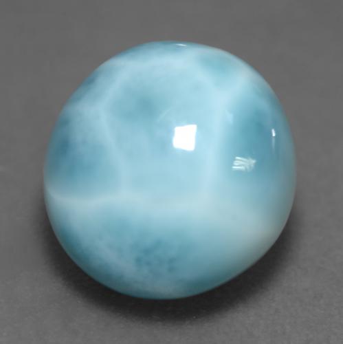 Larimar Verde bluastro chiaro naturale da 5.77 ct, Taglio rotondo, Opaco
