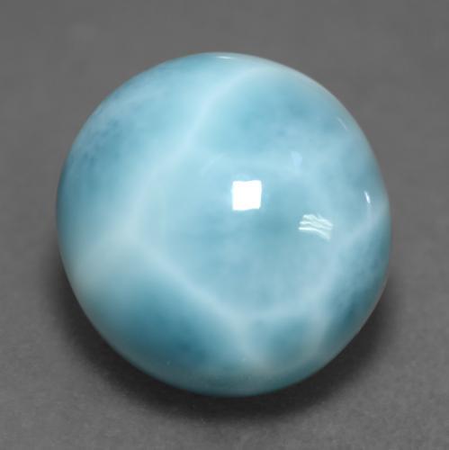 Larimar Verde bluastro chiaro naturale da 5.77 ct, Taglio rotondo, Opaco