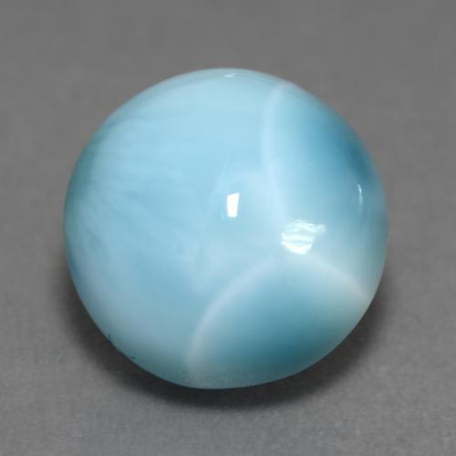 Larimar naturale blu da 6,39 ct, taglio rotondo, opaco