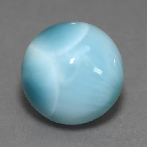 Larimar naturale blu da 6,39 ct, taglio rotondo, opaco
