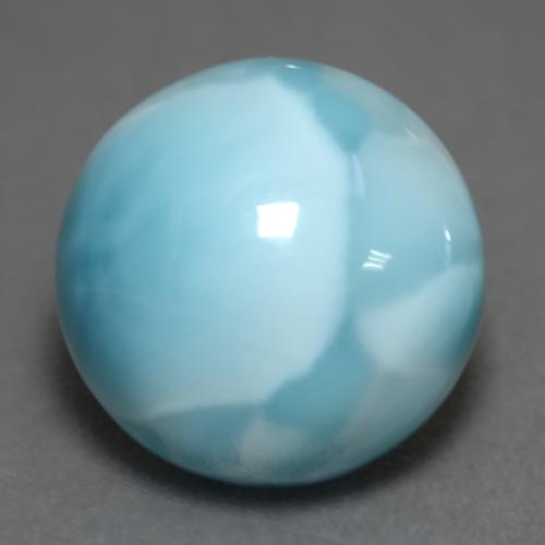 Larimar naturale blu da 7,07 ct, taglio rotondo, opaco