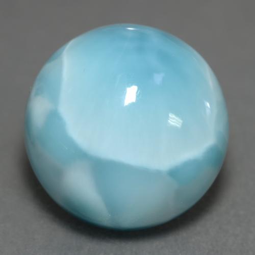Larimar naturale blu da 7,07 ct, taglio rotondo, opaco