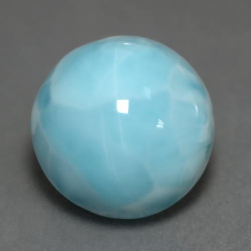 Larimar Azzurro cielo chiaro naturale da 6.64 ct, Taglio rotondo, Opaco