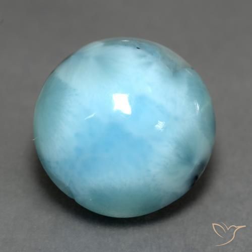Larimar Azzurro naturale da 6.50 ct, Rotondo, Opaco
