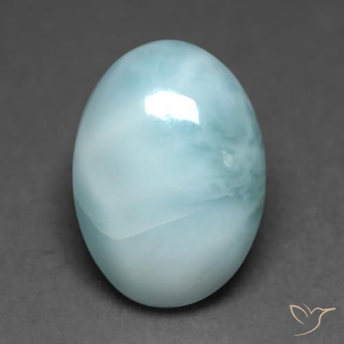 Larimar Verde bluastro chiaro naturale da 4.97 ct, Ovale, Traslucido