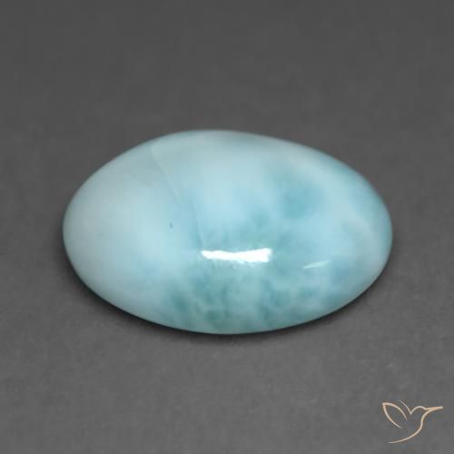 Larimar Verde bluastro chiaro naturale da 4.97 ct, Ovale, Traslucido