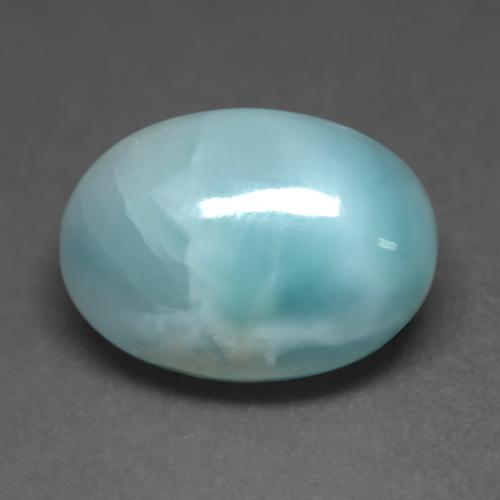 Larimar Verde bluastro chiaro naturale da 6.65 ct, Taglio ovale, Opaco