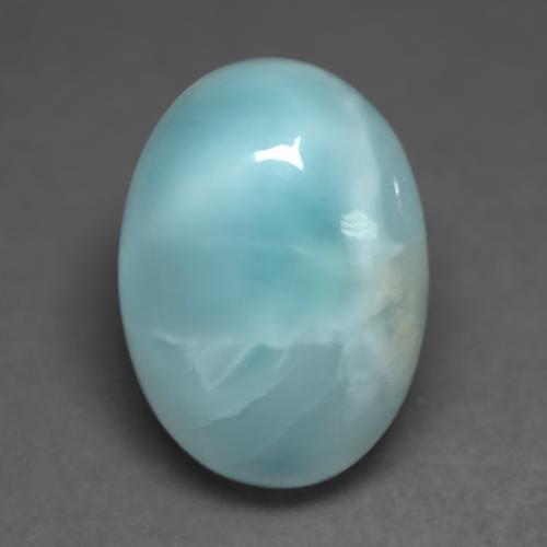 Larimar Verde bluastro chiaro naturale da 6.65 ct, Taglio ovale, Opaco