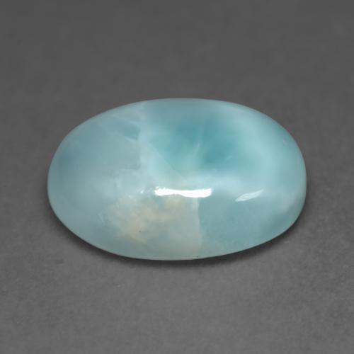 Larimar Verde bluastro chiaro naturale da 6.65 ct, Taglio ovale, Opaco