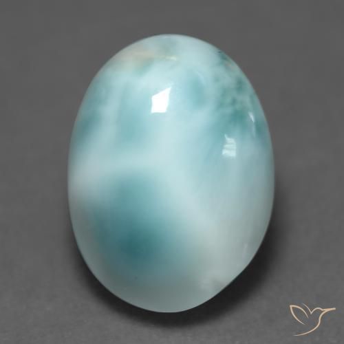 Larimar Verde bluastro chiaro naturale da 4.82 ct, Ovale, Traslucido